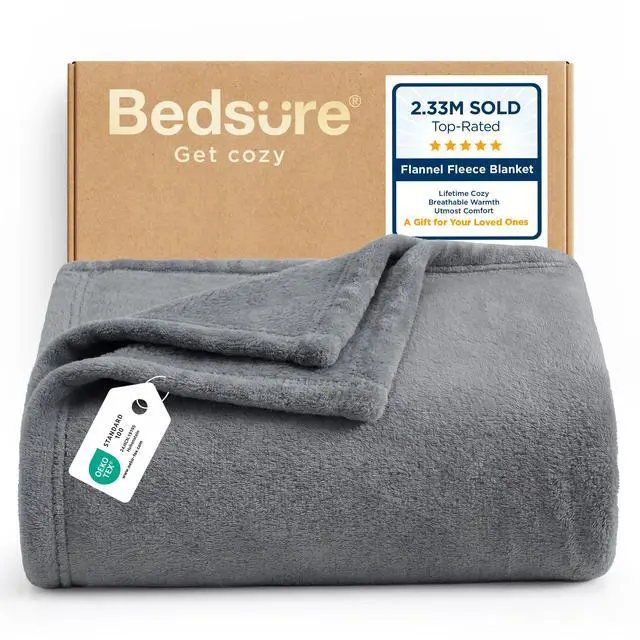 Main image of Soft Fleece Throw Blanket for Couch Grey - Lightweight Fuzzy Cozy Halloween Decorations Blankets and Throws for Sofa, Couch, Travel, Camping, 50x60 inches