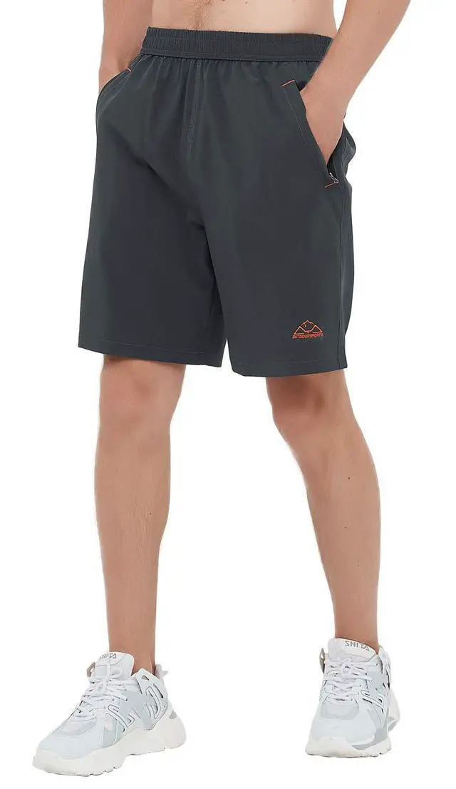 Alt view image 2 of 7 - Men's Quick Dry Hiking Shorts Lightweight Running Workout Gym Active Shorts with Zipper Pockets(Dark Grey, US M)