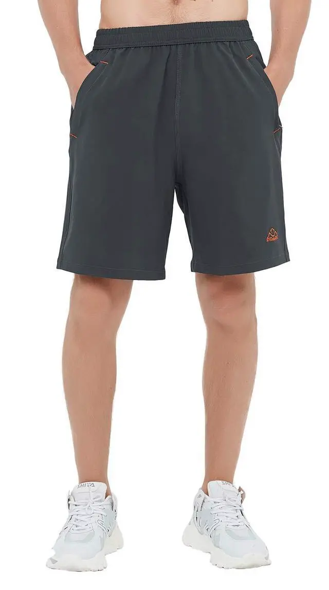 Alt view image 5 of 7 - Men's Quick Dry Hiking Shorts Lightweight Running Workout Gym Active Shorts with Zipper Pockets(Dark Grey, US M)