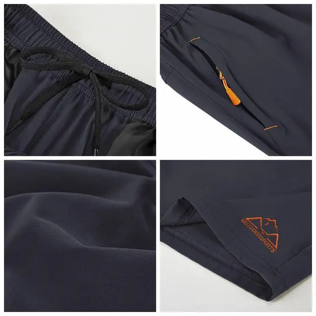 Alt view image 7 of 7 - Men's Quick Dry Hiking Shorts Lightweight Running Workout Gym Active Shorts with Zipper Pockets(Dark Grey, US M)