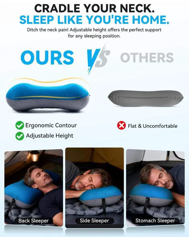 Alt view image 3 of 7 - Camping Pillow with Removable Cover, Ultralight Inflatable Pillow