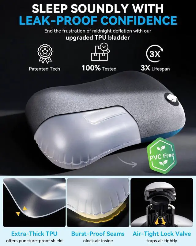 Alt view image 4 of 7 - Camping Pillow with Removable Cover, Ultralight Inflatable Pillow