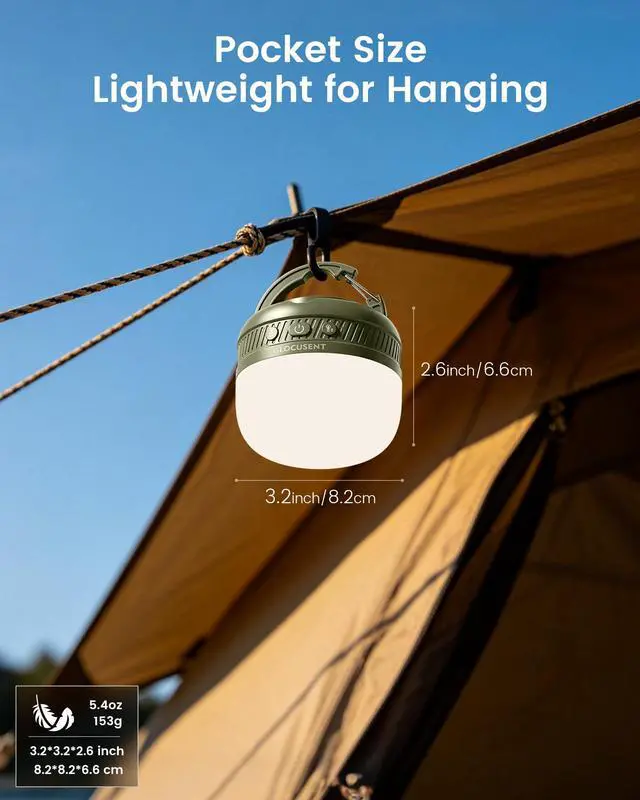 Alt view image 5 of 6 - 400H Camping Lantern, 5000mAh Rechargeable Lantern, Solar Pocket