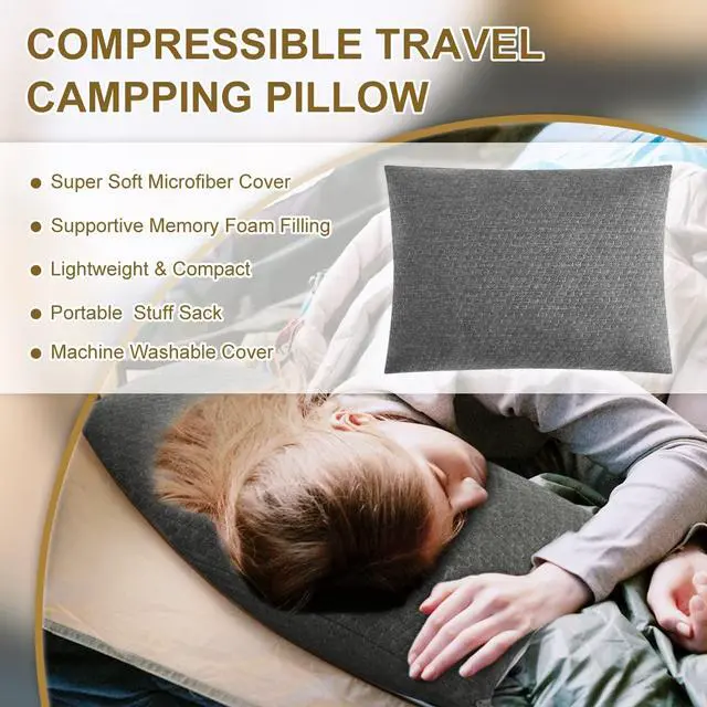 Alt view image 2 of 7 - Travel Pillow, Camping Pillow for Sleeping, Shredded Memory Foam