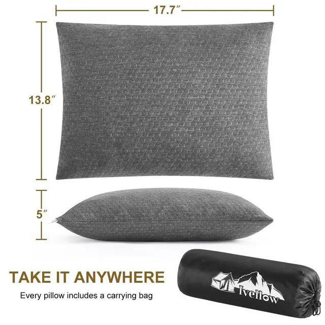 Alt view image 5 of 7 - Travel Pillow, Camping Pillow for Sleeping, Shredded Memory Foam