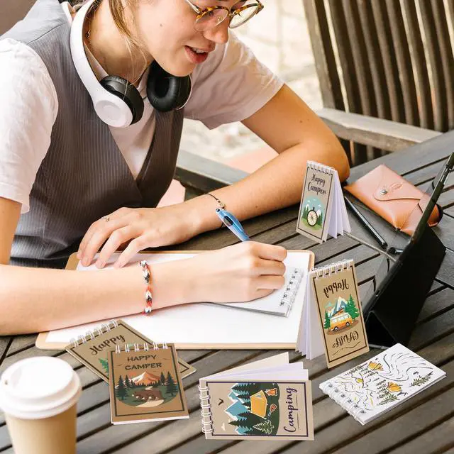 Alt view image 3 of 7 - 24 Pack Camping Party Favors Notepads Mini Pocket Notebooks Camping Journal Small Spiral Pocket Notepads for Kids Summer Camp Birthday Favors Classroom Office Supplies, 3.9 x 2.4 Inch