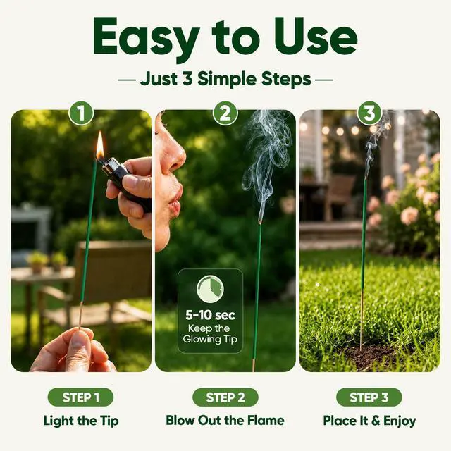 Alt view image 7 of 7 - Mosquito Repellent Incense 150 Count Outdoor with Natural Citronella Oil