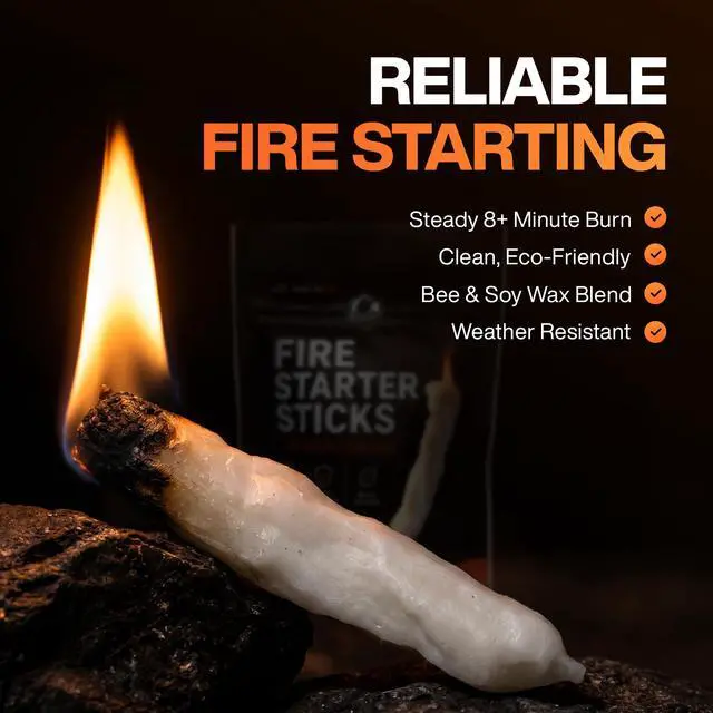 Alt view image 5 of 7 - Fire Starter Sticks Lights in Seconds, 8+ Minute Burn, Fire Tinder, Reliable in Wind & Wet Conditions, Natural Wax Blend, 10 Pack for Campfire, BBQ, Fireplace & Emergency Use