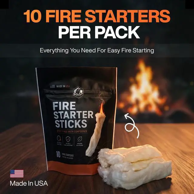 Alt view image 6 of 7 - Fire Starter Sticks Lights in Seconds, 8+ Minute Burn, Fire Tinder, Reliable in Wind & Wet Conditions, Natural Wax Blend, 10 Pack for Campfire, BBQ, Fireplace & Emergency Use