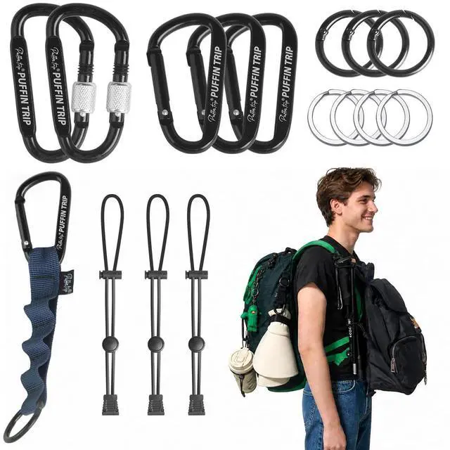 Main image of 16-in-1 Carabiner Set Gear Up Your Backpack for Daily Use Camping Hiking