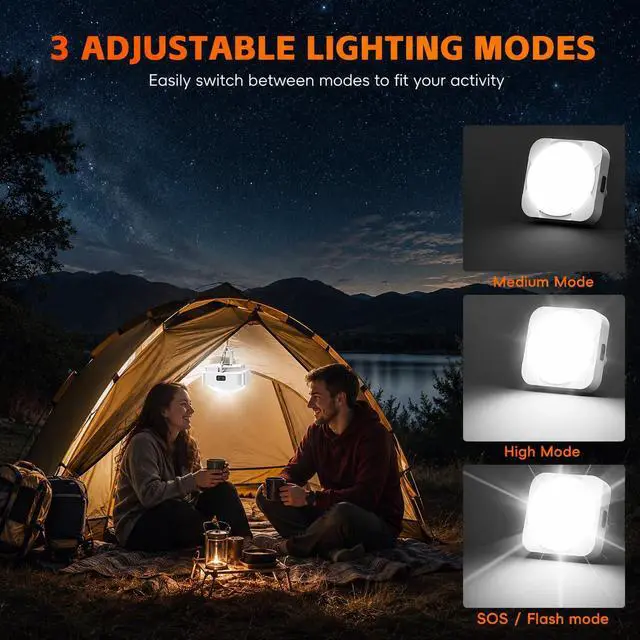 Alt view image 2 of 7 - Rechargeable LED Camping Tent Light: 2000mAh Battery Powered Tent Lantern with Magnet - Camping Essential Waterproof Flashlight for Hiking Power Outage Emergency Survival Backpacking Hurricane
