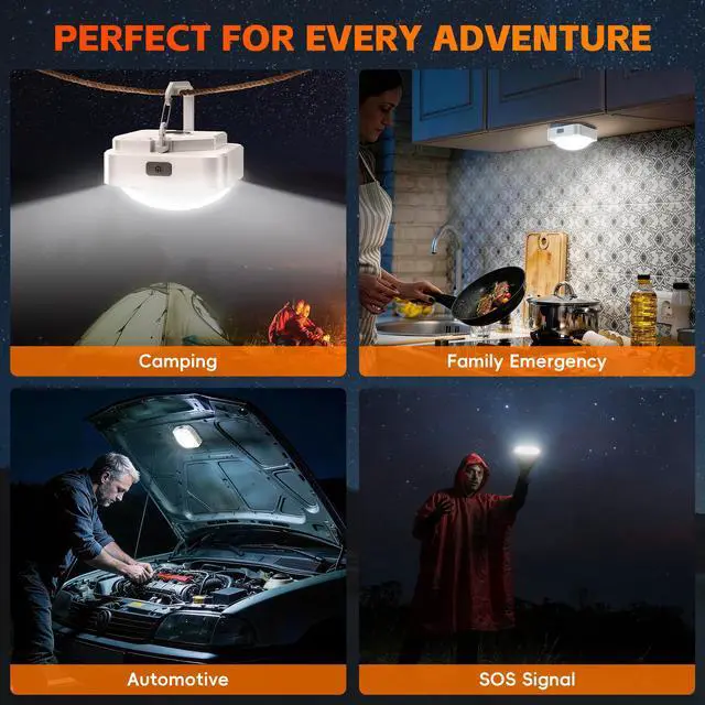 Alt view image 6 of 7 - Rechargeable LED Camping Tent Light: 2000mAh Battery Powered Tent Lantern with Magnet - Camping Essential Waterproof Flashlight for Hiking Power Outage Emergency Survival Backpacking Hurricane