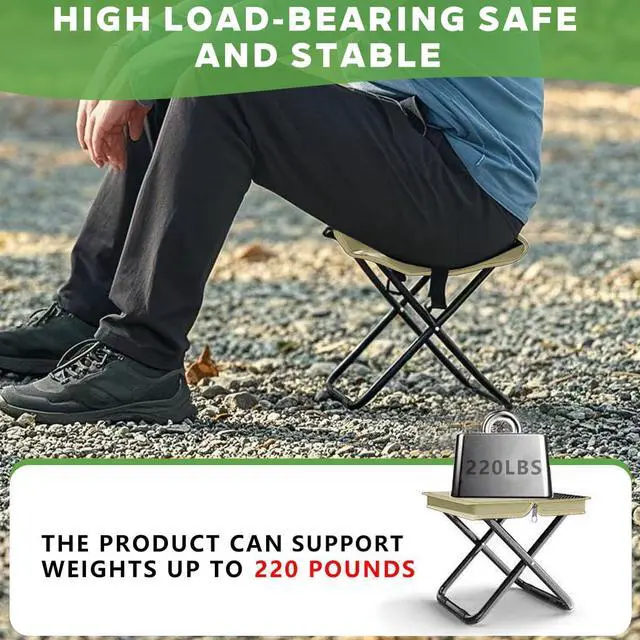 Alt view image 2 of 4 - Portable Collapsible Stool Chair,Upgraded Lightweight Max 300 lbs Load