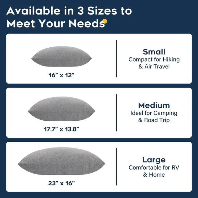 Alt view image 3 of 7 - Camping Pillow Set with Travel Pillow, Eye Mask, Earplugs Small