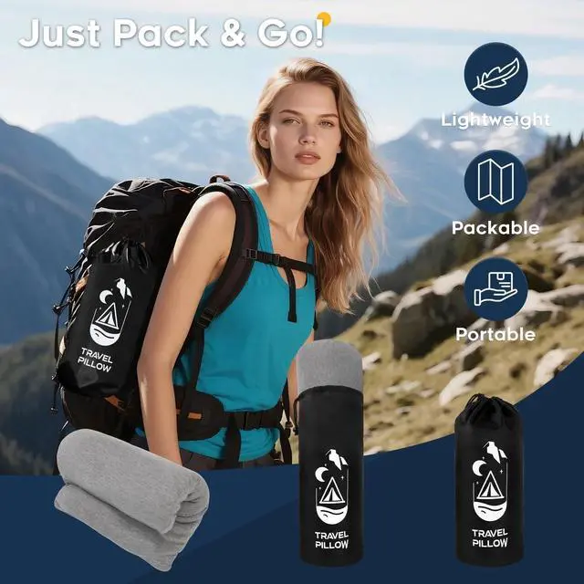 Alt view image 7 of 7 - Camping Pillow Set with Travel Pillow, Eye Mask, Earplugs Small