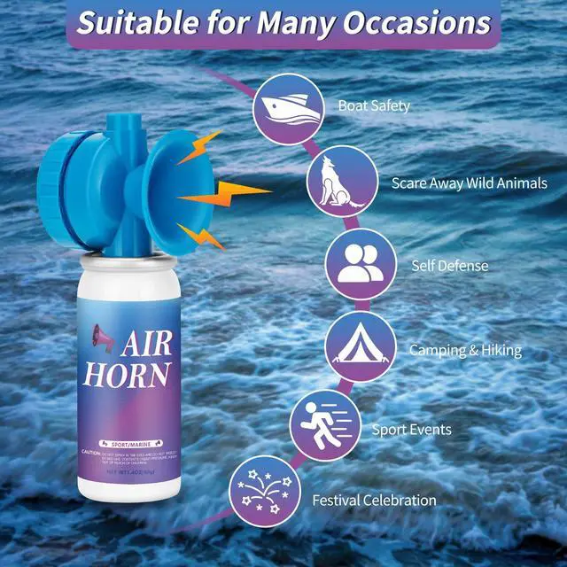 Alt view image 5 of 7 - 1.4oz Air Horn Can 2 Pack for Boating Sport Events, Air Horn Can for Safety