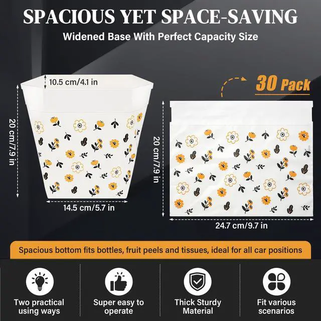 Alt view image 2 of 7 - 30 Pack Disposable Car Trash Bags Self-Adhesive Leak Resistant