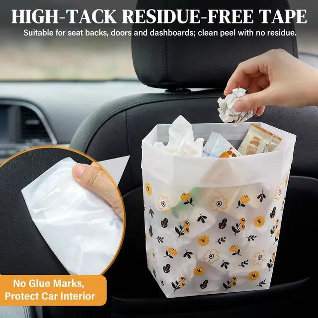 Alt view image 4 of 7 - 30 Pack Disposable Car Trash Bags Self-Adhesive Leak Resistant