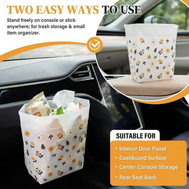 Alt view image 5 of 7 - 30 Pack Disposable Car Trash Bags Self-Adhesive Leak Resistant