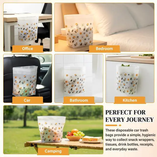 Alt view image 7 of 7 - 30 Pack Disposable Car Trash Bags Self-Adhesive Leak Resistant