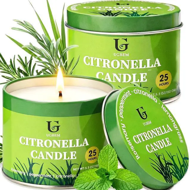 Main image of Citronella Candles Outdoor for Camping Essentials Patio, 5.3oz 2 Pack