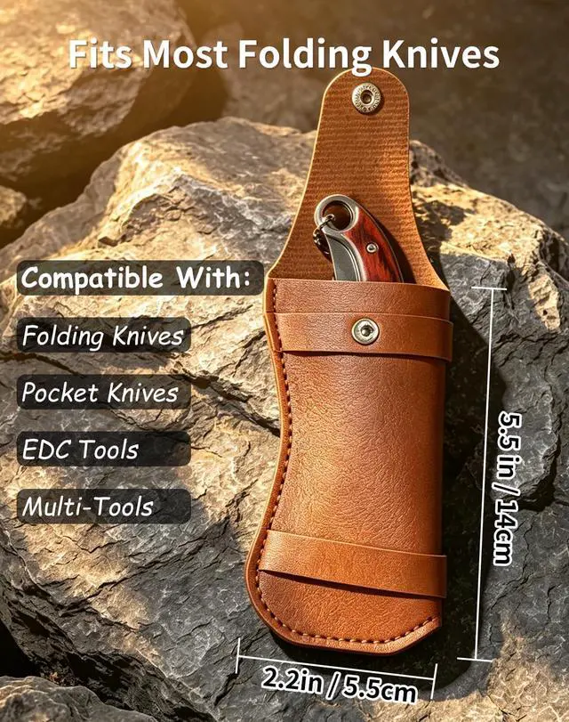 Alt view image 2 of 7 - Pocket Knife Sheath, 2 PCS PU Leather Belt Knife Holders