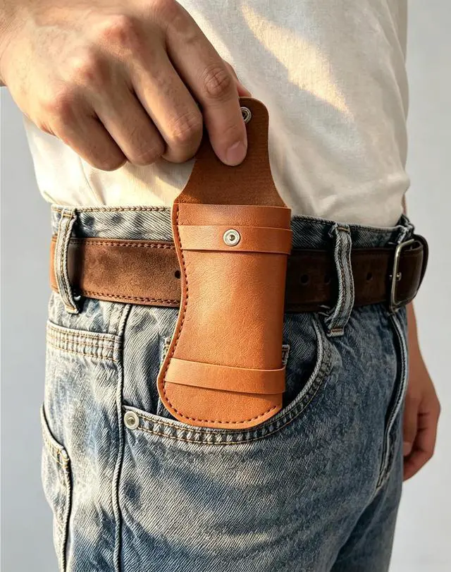 Alt view image 6 of 7 - Pocket Knife Sheath, 2 PCS PU Leather Belt Knife Holders
