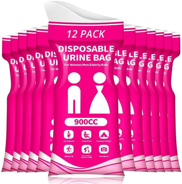 Main image of Disposable Urine Bag for Travel - 900ML Portable Pee Bags for Women Men 12 PCS Emergency Vomit Bags Unisex Toilet Urinal for Car Camping, Road Trip,Traffic Jams, Pregnant, Kids, Patient