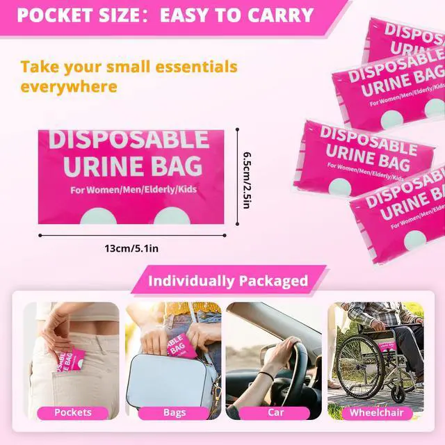 Alt view image 5 of 7 - Disposable Urine Bag for Travel - 900ML Portable Pee Bags for Women Men 12 PCS Emergency Vomit Bags Unisex Toilet Urinal for Car Camping, Road Trip,Traffic Jams, Pregnant, Kids, Patient