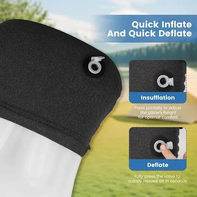 Alt view image 4 of 6 - Inflatable Camping Pillow with Removable Washable Cover, Ultralight Compact Air Pillow for Backpacking, Hiking, Travel & Camping, Ergonomic Neck and Lumbar Support Blow Up Pillow Blue