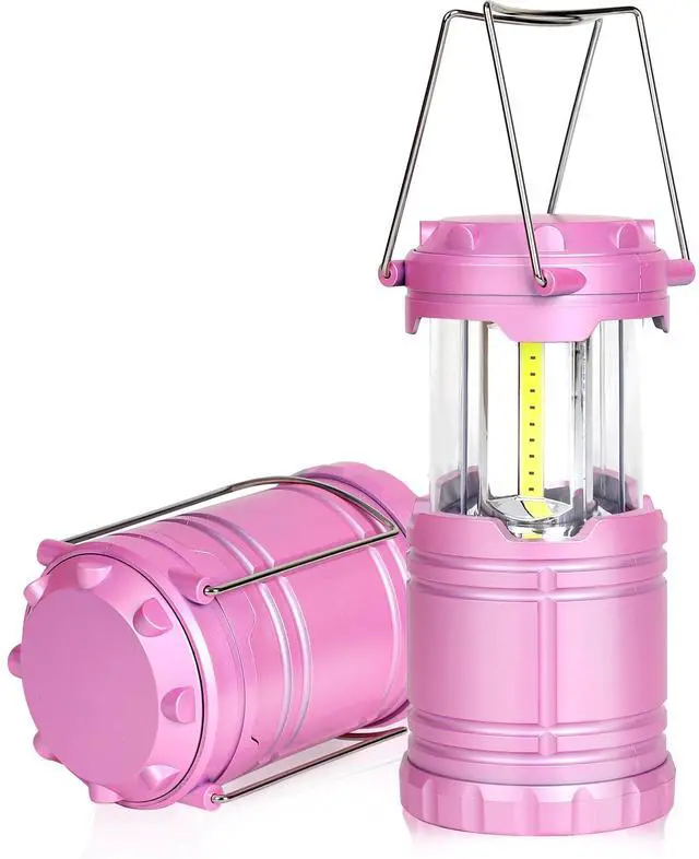 Main image of 2-Pack LED Pink Camping Lanterns, Portable Camping Lights, Outdoor Handled Lamps, Essential Emergency Lights for Power Outages, Hiking, Hurricane