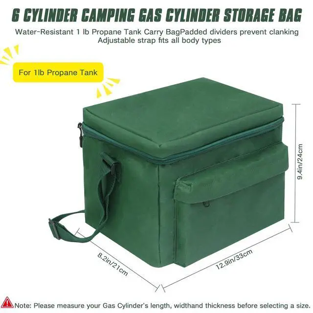 Alt view image 2 of 7 - Upgraded 1LB Propane Tank Storage Bag Holds 6 Pcs Gas Tank 16 OZ, Portable Refillable Small Camping Propane Gas Bottle Canister Case with Padding for Outdoor Camping, Cooking, Travel and Picnic