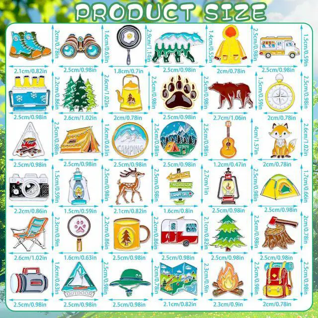 Alt view image 2 of 7 - 36Pcs Camping Enamel Pins Mountain Lapel Badges Backpack Decor