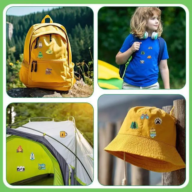 Alt view image 6 of 7 - 36Pcs Camping Enamel Pins Mountain Lapel Badges Backpack Decor