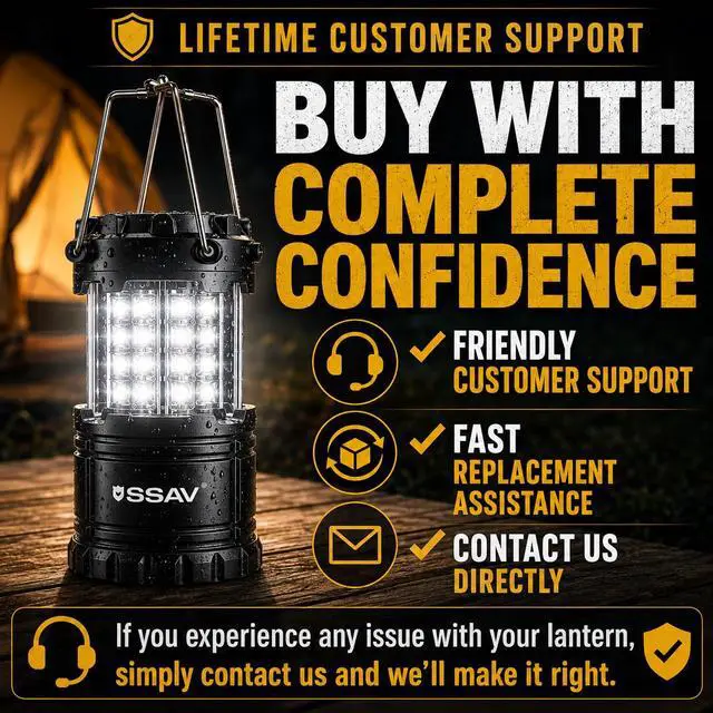 Alt view image 2 of 7 - 2 Pack LED Camping Lantern, Emergency Lanterns for Power Outages & Hurricane Preparedness, Collapsible Portable Survival Lights for Camping, Storms & Emergencies (Batteries Included, Black)