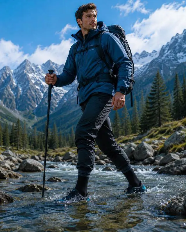 Alt view image 2 of 7 - Waterproof Socks for Men, Crew Hiking Socks, 1 Pair