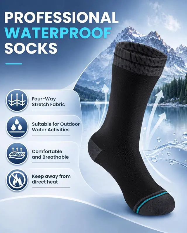 Alt view image 4 of 7 - Waterproof Socks for Men, Crew Hiking Socks, 1 Pair