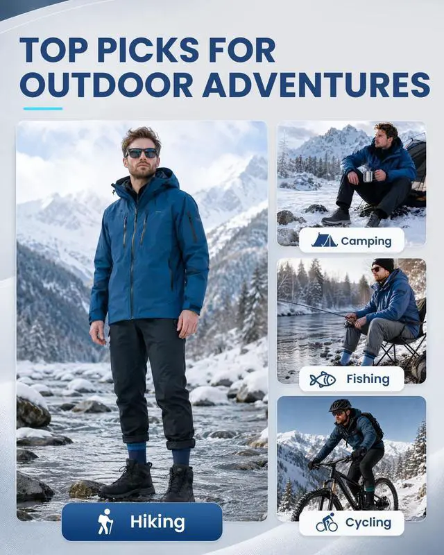 Alt view image 7 of 7 - Waterproof Socks for Men, Crew Hiking Socks, 1 Pair