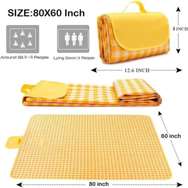 Alt view image 4 of 7 - Picnic Blanket | Beach Mat| Picnic Blankets for Indoor and Outdoor, 80" x 60" Sandproof Waterproof Larger Mats for Beach, Travel, Camping, Hiking, Park Grass,Handy Tote, Foldable.