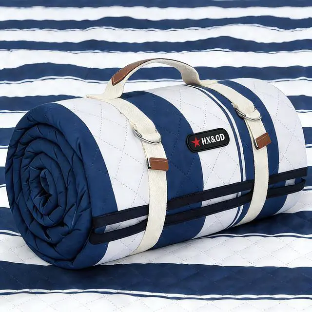 Main image of Outdoor Picnic Blanket Extra Large, 80x60 Waterproof Picnic Mat Foldable Camping Blanket Portable with Carry Strap for Beach Mat (Bule)