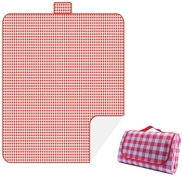 Main image of Waterproof Camping Blanket, 118 Inch x 80 Inch Enlarge Foldable Polyester Fiber Picnic Mat for Beach and Park Camping (red)