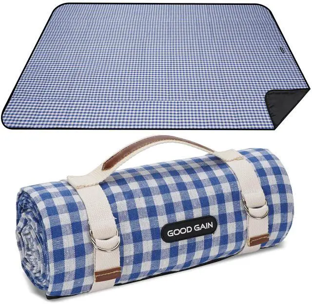 Main image of Picnic Outdoor Blankets Waterproof Large - Beach Mat Sand Free Foldable with Carry Strap | Portable Camping Blanket | Park Blanket for Grass Park, Hiking, Travel, Concerts, Indoor (Blue)