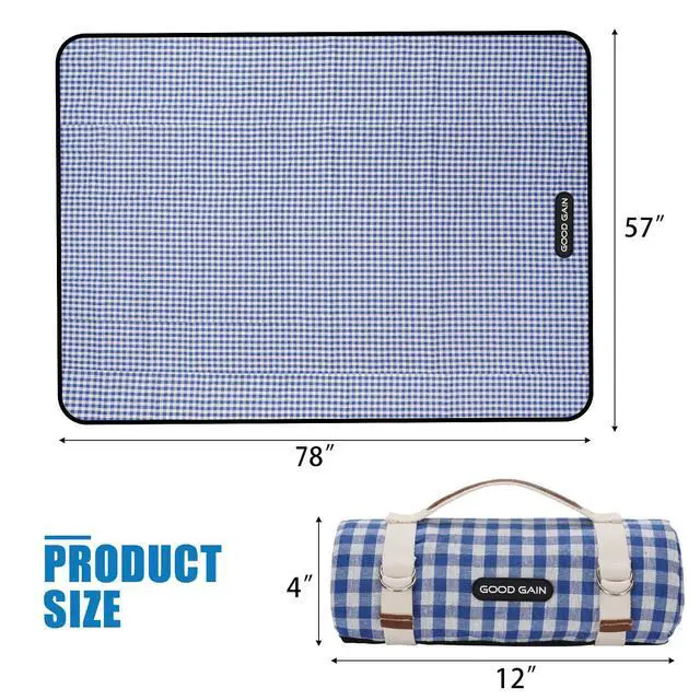 Alt view image 4 of 7 - Picnic Outdoor Blankets Waterproof Large - Beach Mat Sand Free Foldable with Carry Strap | Portable Camping Blanket | Park Blanket for Grass Park, Hiking, Travel, Concerts, Indoor (Blue)