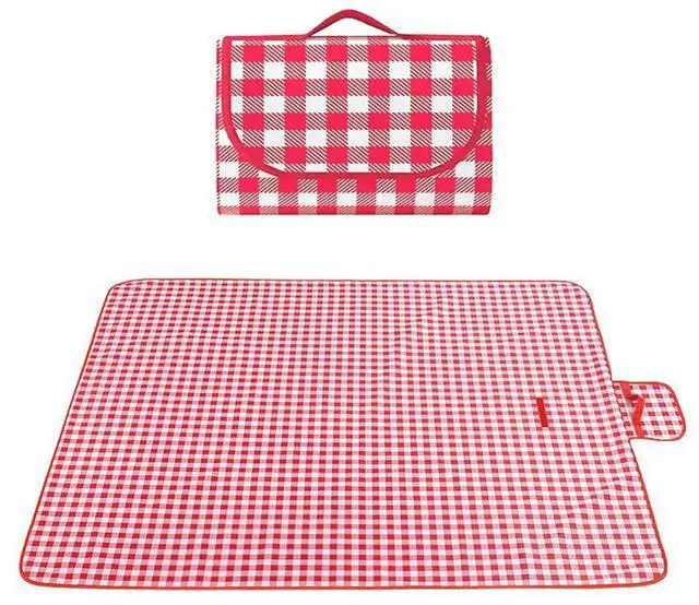 Main image of Large Picnic Blanket Waterproof and Sand Proof -59x39 inch Large Outdoor Beach Mat, Portable Foldable Blanket, Suitable for Camping, Parks, Families, Adults, Children, and Pets (Red-M)