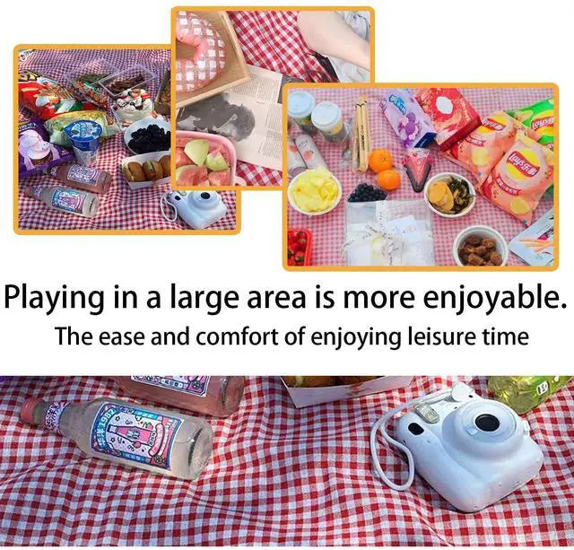 Alt view image 2 of 6 - Large Picnic Blanket Waterproof and Sand Proof -59x39 inch Large Outdoor Beach Mat, Portable Foldable Blanket, Suitable for Camping, Parks, Families, Adults, Children, and Pets (Red-M)