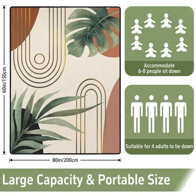 Alt view image 4 of 7 - Picnic Blanket Boho Waterproof Foldable Outdoor Mat 60x80 Inch