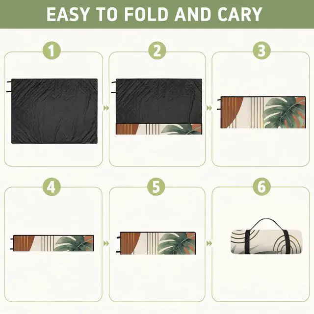 Alt view image 5 of 7 - Picnic Blanket Boho Waterproof Foldable Outdoor Mat 60x80 Inch
