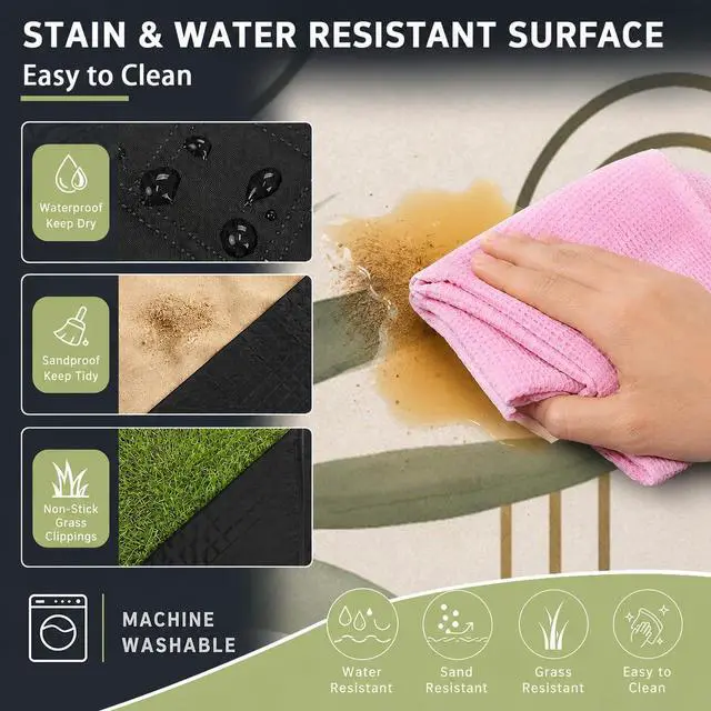 Alt view image 7 of 7 - Picnic Blanket Boho Waterproof Foldable Outdoor Mat 60x80 Inch