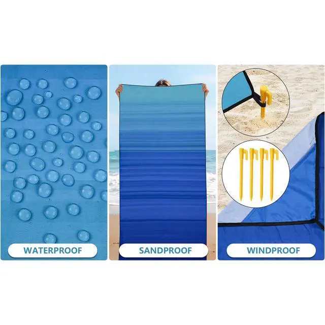 Alt view image 2 of 6 - Pocket Beach Blanket Waterproof Sandproof Small Compact Picnic Mat
