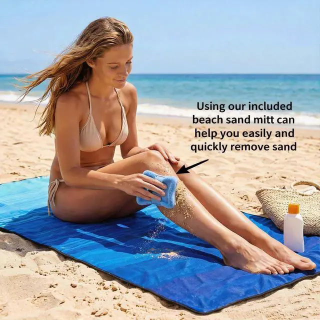 Alt view image 3 of 6 - Pocket Beach Blanket Waterproof Sandproof Small Compact Picnic Mat
